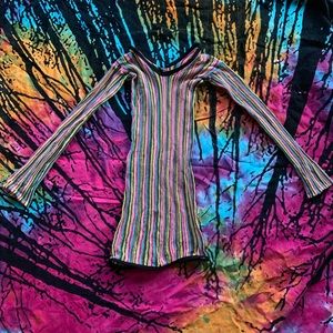 Rainbow fishnet dress